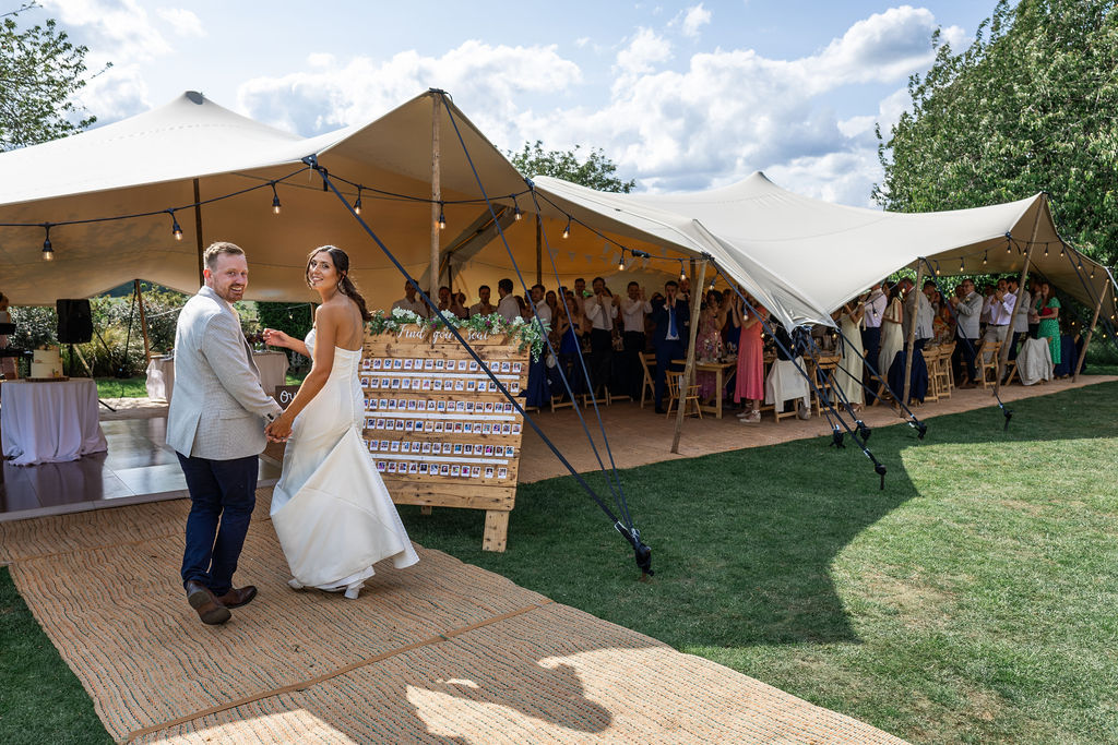 stretch-tent-wedding-reception-polehanger Stretch tent wedding reception by Funky Monkey Tents at The Gardens at Polehanger